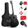 Vangoa Gitara akustyczna czarny mat 4/4 pokrowiec tuner pasek struny