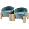 SPUNKYJUNKY 15° ceramiczna miska dla psa z pochylaną podstawą z drewna