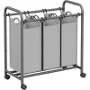SONGMICS LSF003GS Kosz na pranie z kółkami 3 wyjmowane przegródki 132l