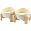 SPUNKYJUNKY 15° ceramiczna miska dla psa z pochylaną podstawą z drewna