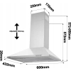 CIARRA CBCS6201 A++ okap kuchenny 60 cm piramida obieg powietrza 370 m³/h