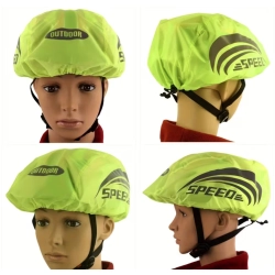 Pokrowiec na kask rowerowy zielony odblaskowy