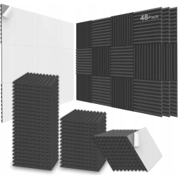 JBER Płyty z pianki akustycznej 47 szt 2,5 X 30 X 30 cm Samoprzylepne