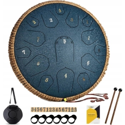 MeloBeat Tongue Drum Handpan 14" 15 Tonów - Zestaw Stalowego Bębna D-dur