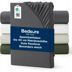 Bedsure Prześcieradło z gumką 140 x 200 cm, ekstra głębokie - prześcieradło