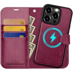 Etui magnetyczne dla iPhone 15 Pro Max 2in1 OCASAE kolor CZERWONY