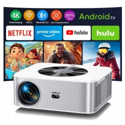 Projektor HORLAT T02 LED Wbudowany Głośnik 4K ANDROID SMART Biały