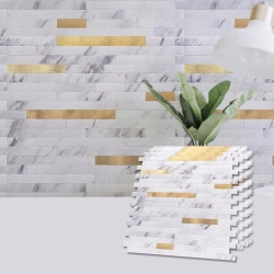 9szt. Płytki ścienne Art3d samoprzylepne, zdobione metalicznym złotem