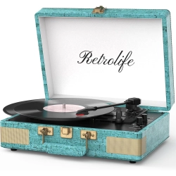 Gramofon Retrolife R610 Winylowy 3 Biegowy Elegancka Walizka Skóra