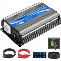 Falownik sinusoidalny GIANDEL 1100 W 12 V do 230 V z wyświetlaczem
