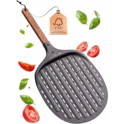 LIKAYA Łopatka do pizzy z czarnego aluminium i drewna akacjowego 32x32