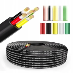 Kabel silikonowy elektryczny przewód miedź czarny 14awg 5x2mm 15 metrów