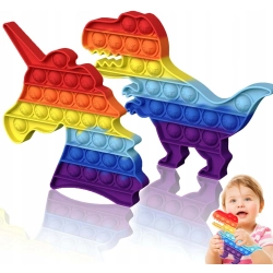 2 sztuki sensorycznych pacynek Fidget-Toys POP-IT jednorożec i dinozaur