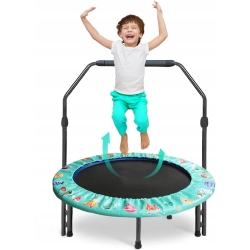 MINI TRAMPOLINA DLA DZIECI SKŁADANA REGULOWANY UCHWYT BEZPIECZNA ZIELONA