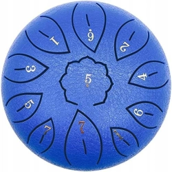 MUZYCZNY BĘBEN JĘZYKOWY STALOWY + AKCESORIA HANDPAN W KOLORZE NIEBIESKIM