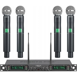 PHENYX PRO PTU 5000 Bezprzewodowe Mikrofony Karaoke, 4-Kanałowe