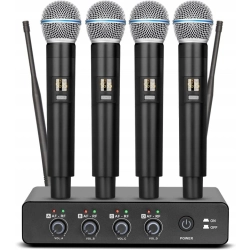 Depusheng R4 - Zestaw 4 mikrofonów bezprzewodowych UHF z odbiornikiem XLR
