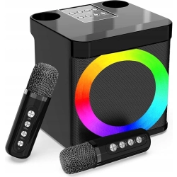 Urządzenie do karaoke przenośny głośnik dwa bezprzewodowe mikrofony UHF EAS