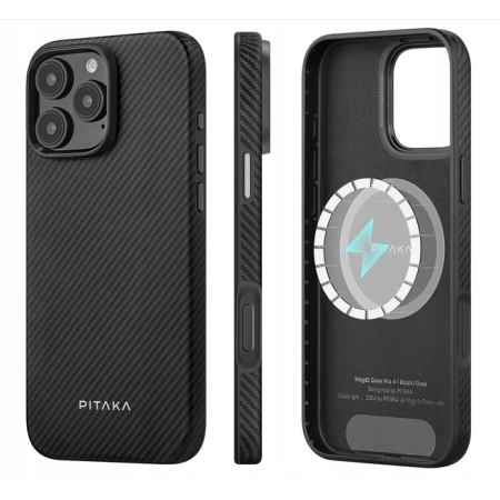 Pitaka military- grade etui do iPhone 16 Pro Max czarne włókno aramidowe