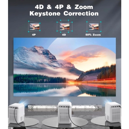 Projektor LCD HPXpro x10 mini biały 1080p 4K 350 ANSI przenośny Smart TV