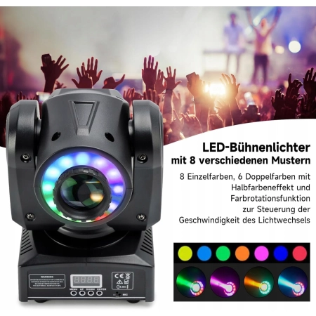 Ruchoma głowa Areyourshop LED 8 gobo DMX 512 LED Sound