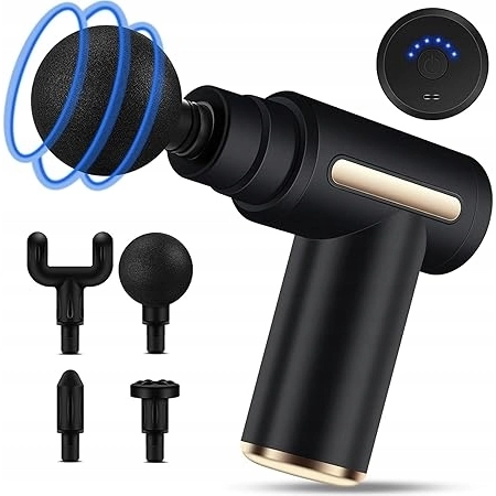 Mini pistolet do masażu ultra cichy z 6 prędkościami, 4 głowicami UPLAYTECK