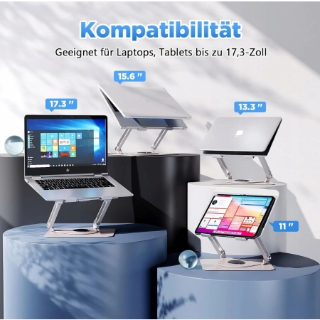 ICare Podstawka Pod Laptopa Stal Węglowa Chłodząca Cicha Obrotowa 360°