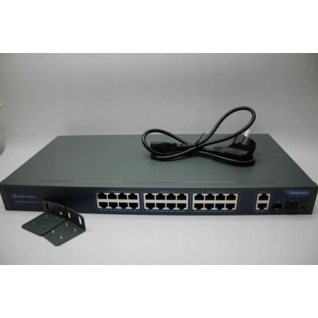 YuanLey AI YS2422FS-P 24-portowy przełącznik PoE z 2 Gigabit Ethernet