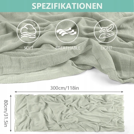 AUAUY Bieżnik na stół z gazy, 80 x 300cm styl boho na baby shower dekoracja