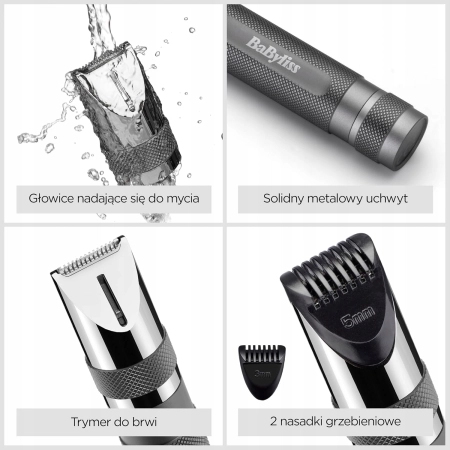 Trymer BaByliss E116E do nosa i uszu srebrny 2 ustawienia długości
