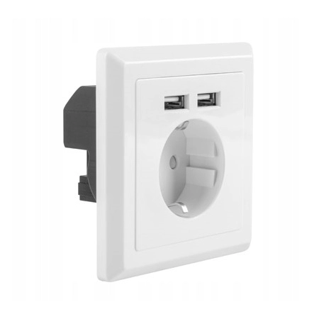 Gniazdko elektryczne podtynkowe z 2 portami USB-A 2.1A Brandson Equipment