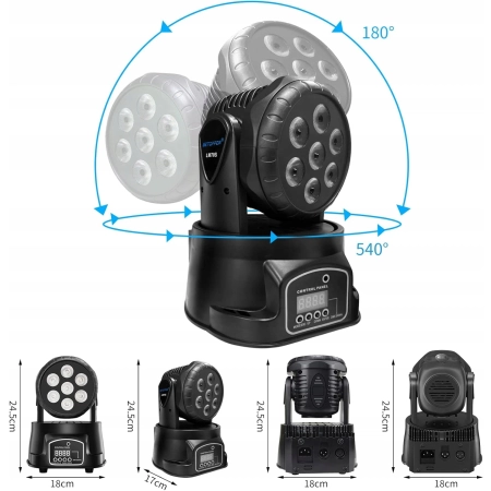 MINI WASH Betopper LM70SR RGBW 7x8W DMX SOUND + PILOT