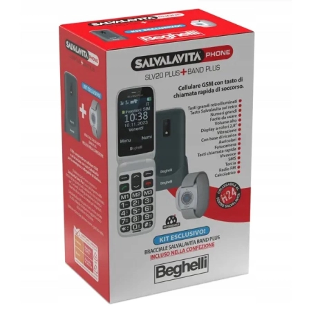Telefon BEGHELLI SLV20 Plus + Band Plus ze stacją ładującą