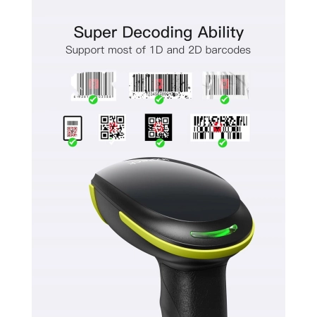 Inateck Skaner kodów kreskowych Bluetooth, 1D 2D QR Code, bezprzewodowy