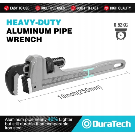 DURATECH aluminiowe szczypce do rur 10 cali 250 Nm 40 lżejsze