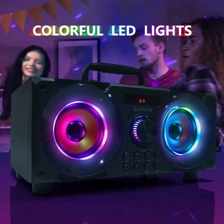 Przenośny glosnik Bluetooth z subwooferem Bluetooth 5.0 BabYOUNG A77 LED