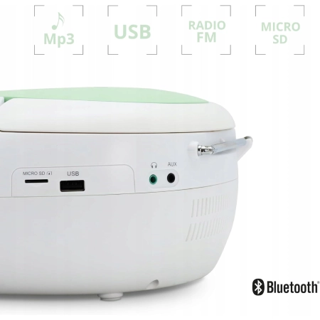 MOOOV Przenośny odtwarzacz CD Radio FM Bluetooth - Boombox Stereo MP3
