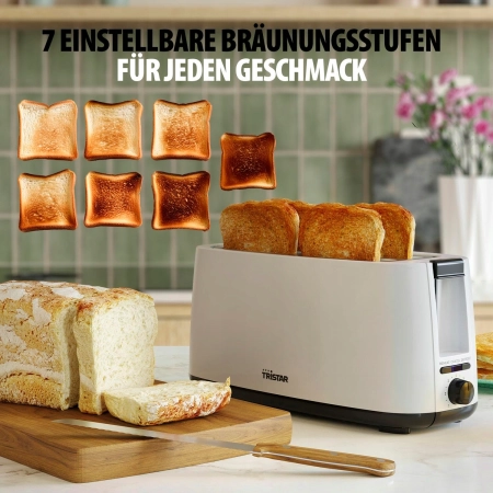 Tristar BR-1057 Toster długoszczelinowy 1400W 7 poziomów biel