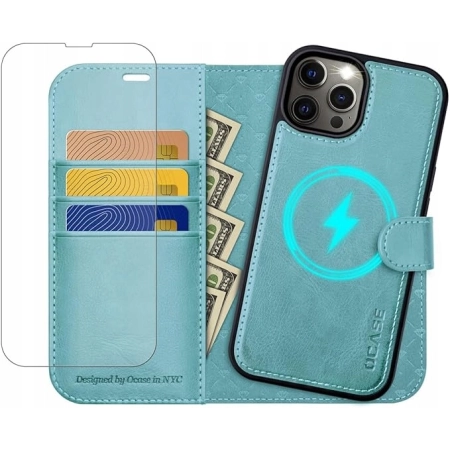 Etui magnetyczne dla iPhone 15 Pro 2in1 OCASAE kolor TURKUSOWY