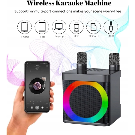 KARAOKE EASJOY Zestaw Karaoke Bluetooth LED Dla Dzieci i Dorosłych