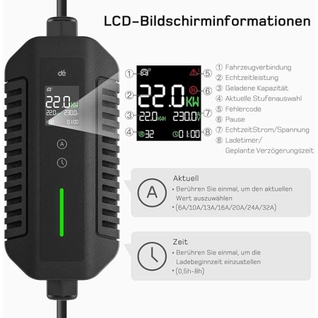 dé Przenośna stacja ładująca 22 kW [3-fazowa | 10 m | 6-32 A]