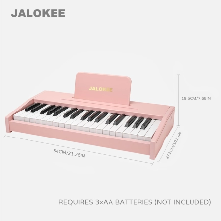 KLAWIATURA FORTEPIANOWA DLA DZIECI DREWNIANY INSTRUMENT 37 KLAWISZY RÓŻ