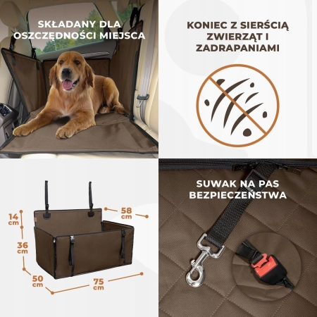 WUGLO Wodoodporny Regulowany Fotelik Siedzisko Dla Psa Do Samochodu Rozm L