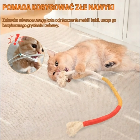 Sznurek z Kocimiętką Zabawka dla Kota 70 cm naturalna ręcznie wykonana 4szt