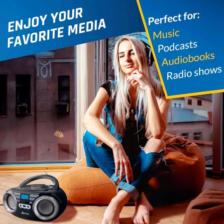 KLIM B3 przenośny odtwarzacz CD Bluetooth Boombox z radiem FM