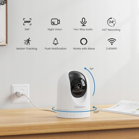 Cinnado D1 Kamera bezpieczeństwa WiFi wewnętrzna - 2K, 360°