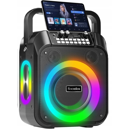 SOCODOX Głośnik bluetooth z funkcją karaoke 12h światło RGB Dyskoteka