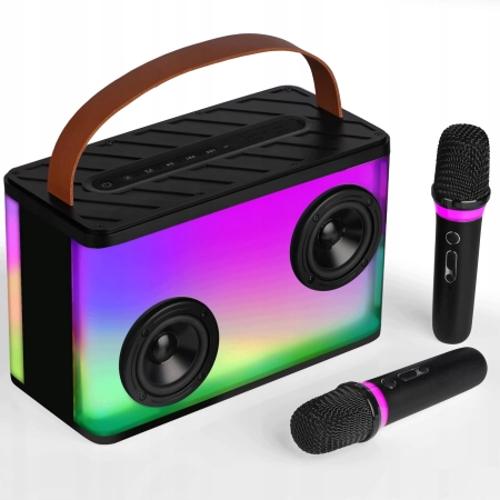 Zestaw karaoke BONAOK K20 mikrofon Bluetooth z głośnikiem i lampkami