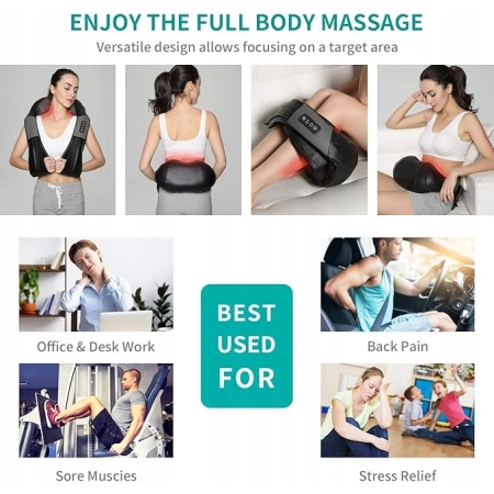 Masażer szyi ramion Nekteck z Ciepłem Shiatsu 3D, Regulowana Intensywność