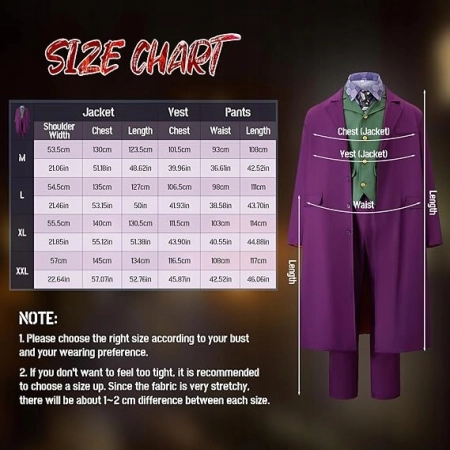 Kostium Joker Męski XL Zestaw Płaszcz Kamizelka Spodnie Halloween Przebrani